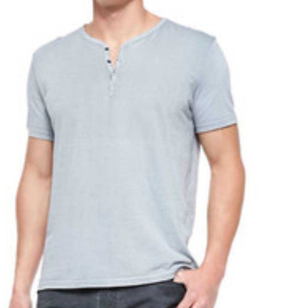 John Varvatos Star USA XL Men's Super Soft Short Sleeve Henley Shirt Grey - Picture 1 of 15